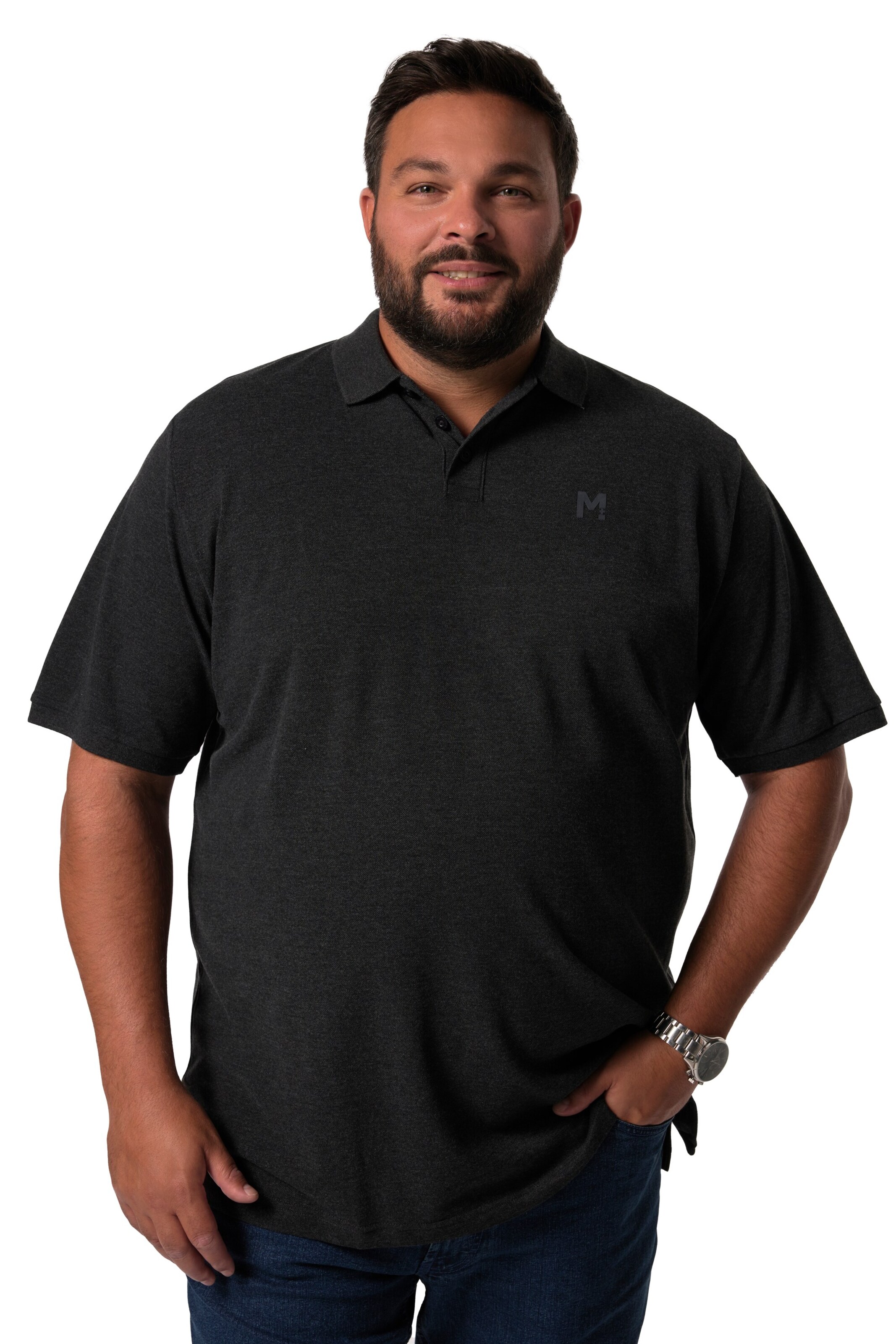 Men Plus Shirt in Black: front