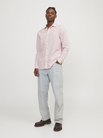 JACK & JONES Regular fit Button Up Shirt 'Summer' in Pink