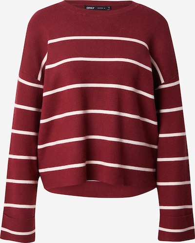 Megztinis 'ONLAMY' iš ONLY, spalva – vyno raudona spalva / balta, Prekių apžvalga