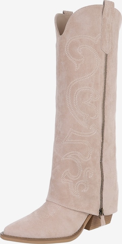 Ital-Design Cowboy Boots in Beige: front