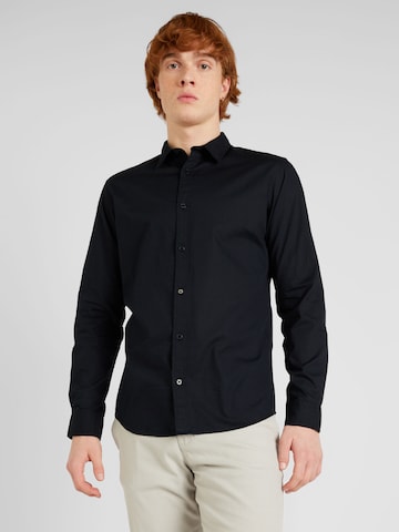 JACK & JONES Regular fit Риза 'LUCAS' в черно: отпред