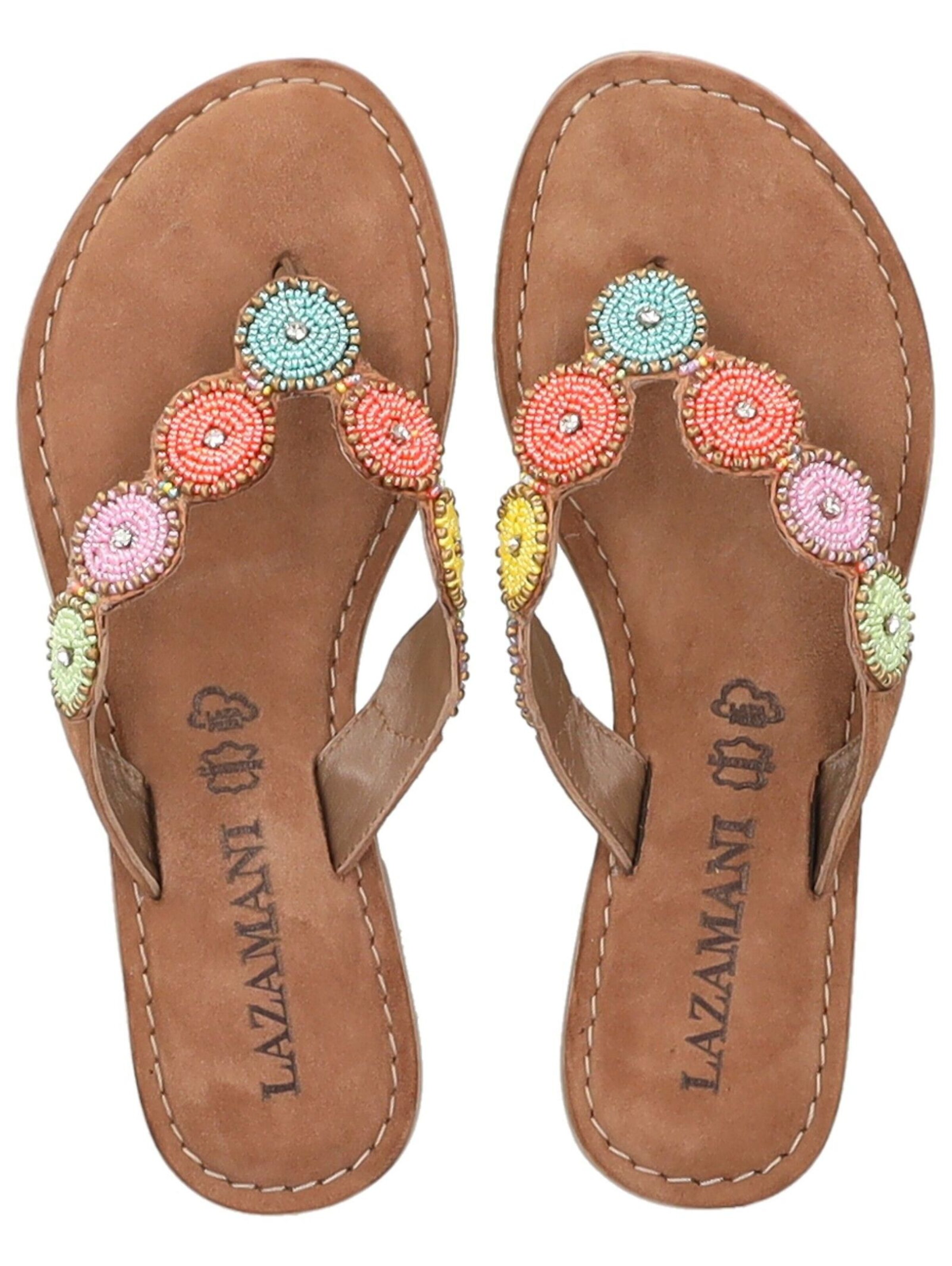 LAZAMANI T-Bar Sandals in Brown