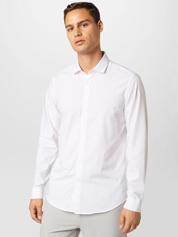 UNITED COLORS OF BENETTON Slim fit Button Up Shirt in White: front