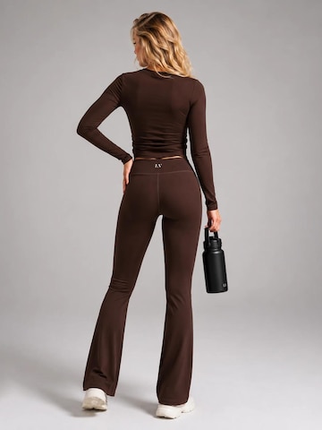 La V Flared Sports trousers 'Flared sportlegging Fleur' in Brown