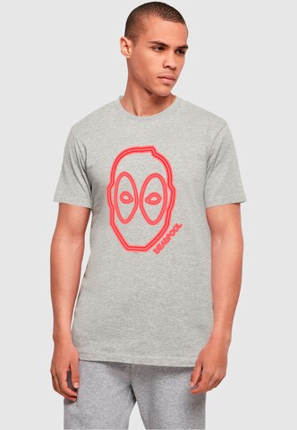 ABSOLUTE CULT Shirt 'Deadpool - Neon Head' in Grijs: voorkant