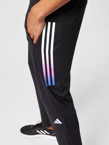 ADIDAS PERFORMANCE Tapered Workout Pants 'Run Icons 3-Stripes' in Black