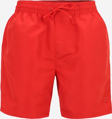 GUESS - Calções de banho em vermelho: frente