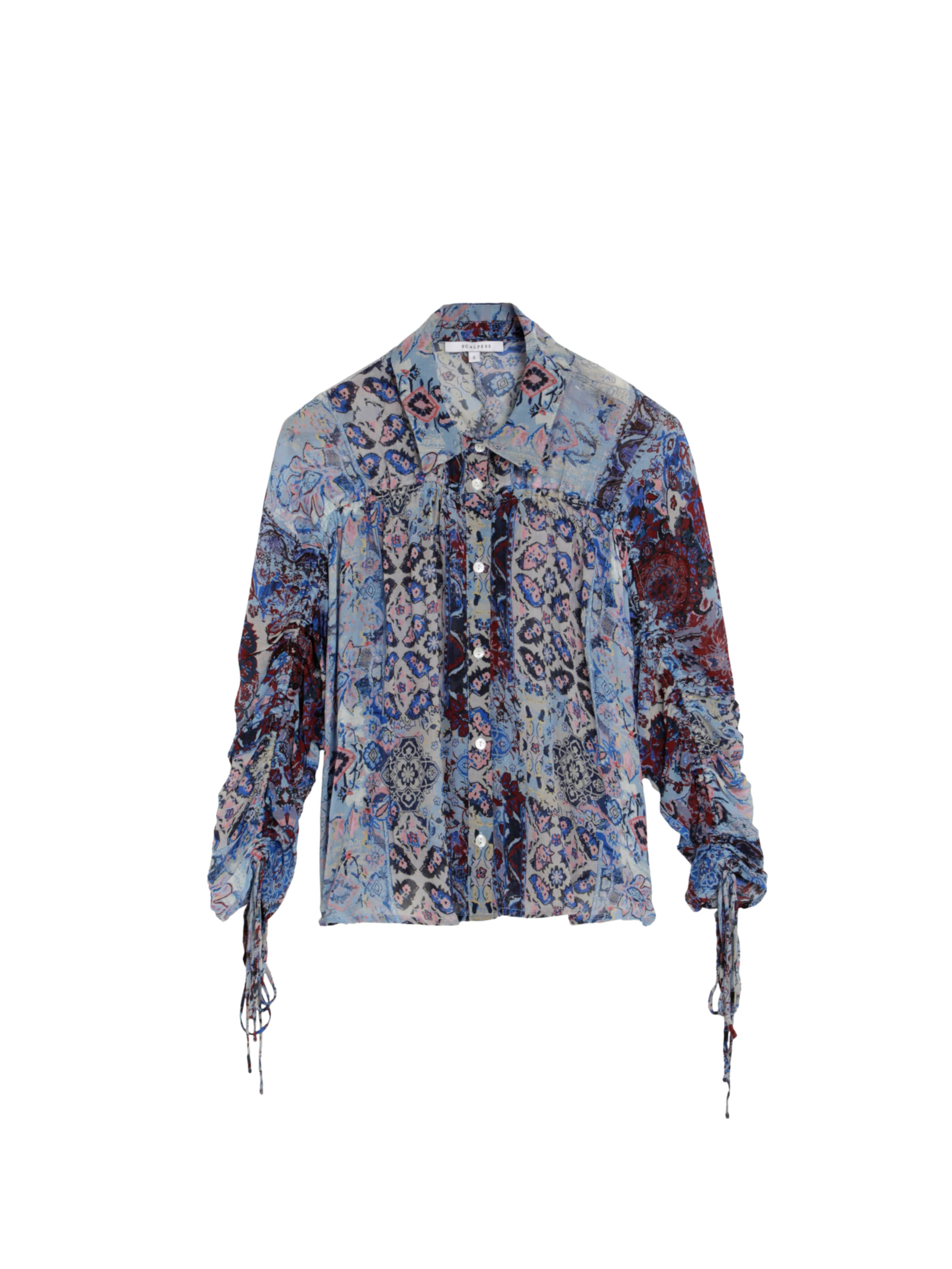 Scalpers Tile Print Blouse ' ' in Blau: Vorderseite