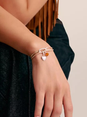 Thomas Sabo Bracelet 'Silver Textile Bracelet Beige Connect' in Beige: front