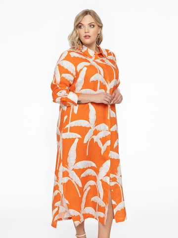 Yoek Shirt Dress in Orange: front