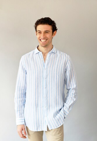Black Label Shirt Regular fit Button Up Shirt 'NUBIA' in Blue: front