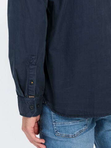 CAMEL ACTIVE Regular Fit Langarm Hemd aus reiner Baumwolle in Blau