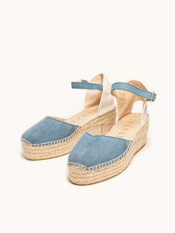 Sandalo con cinturino 'Alpargata Cuña 6 cm' di Alhamas in blu