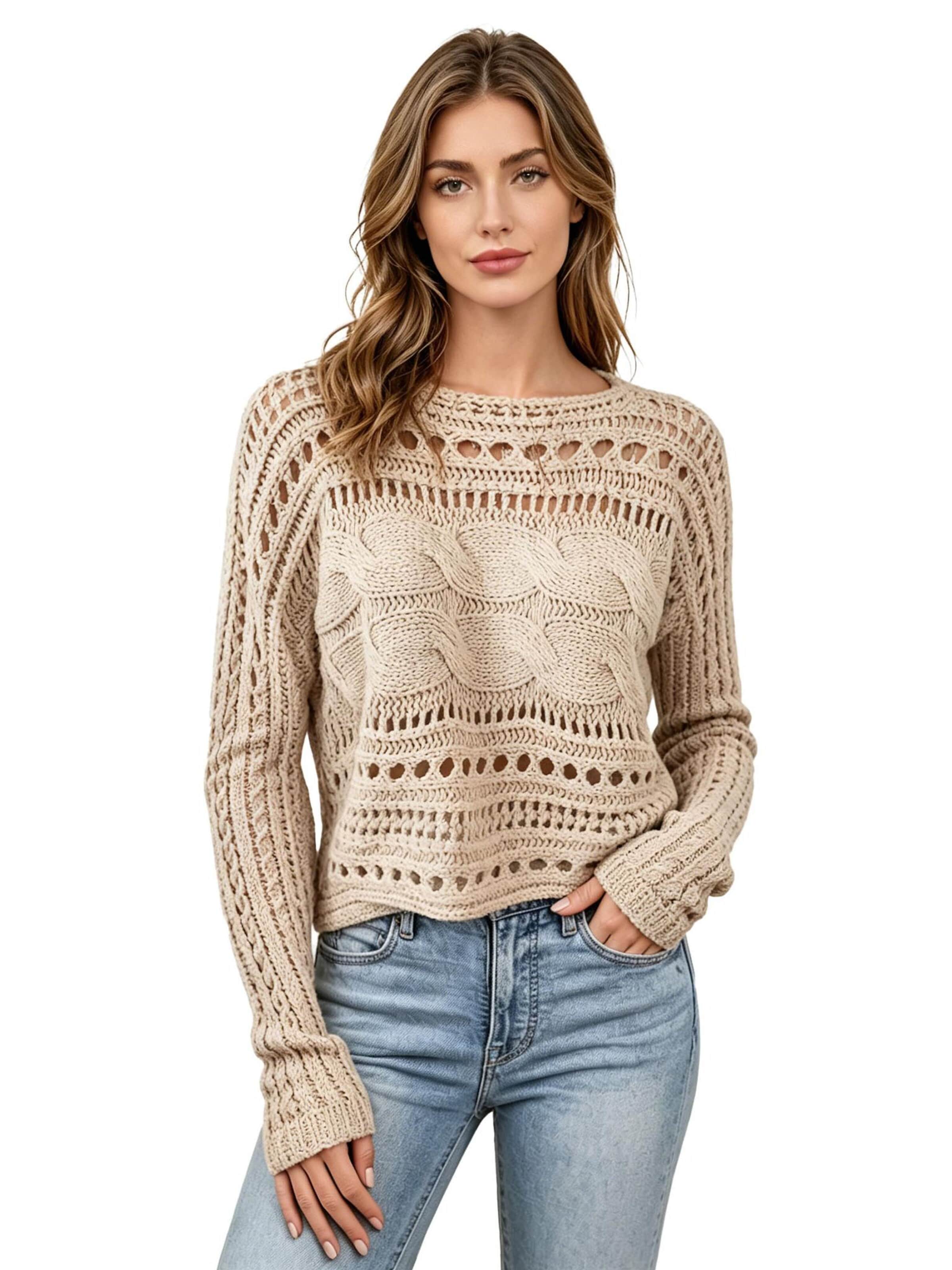 KoJooin Pullover 'Sommerliche Häkeltops für Damen im Boho-Stil,Rundhalsausschnitt, locker geschnitten, Urlaubsmode'‌‌‌‌‌‌‌‌ in Orange: Vorderseite