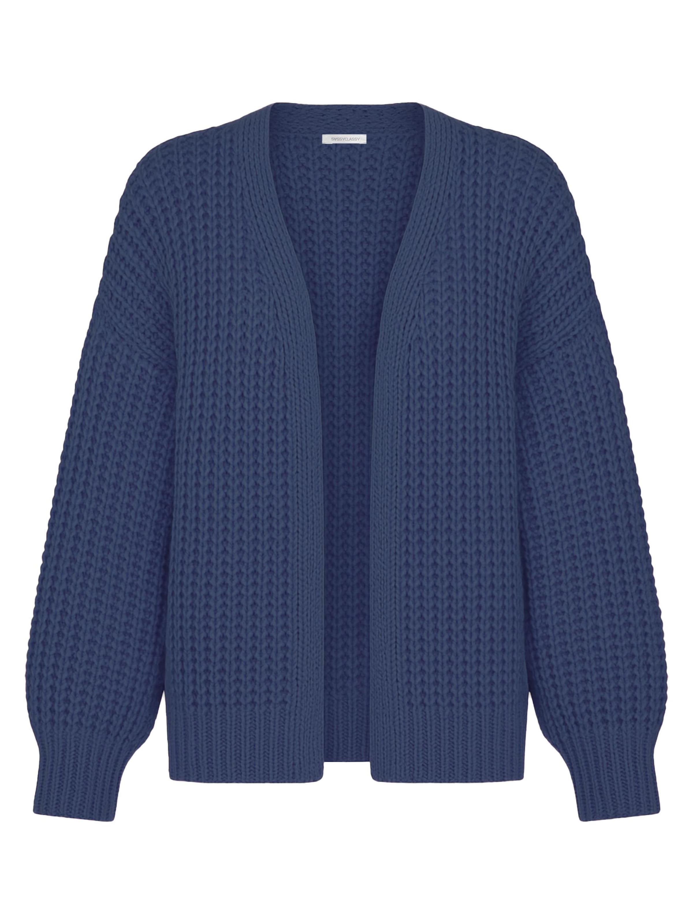 SASSYCLASSY Oversizestrickjacke in Blau: Vorderseite