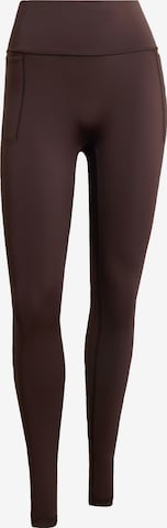 ADIDAS PERFORMANCE Skinny Workout Pants 'Optime' in Brown: front