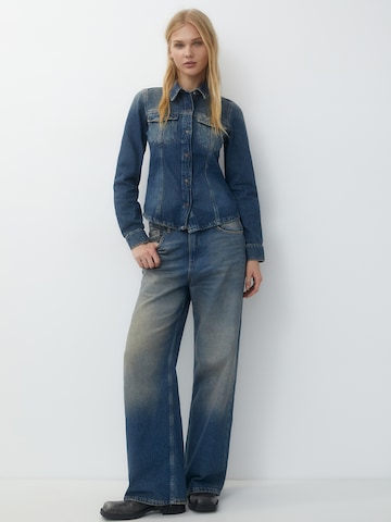 Wide Leg Jean Pull&Bear en bleu