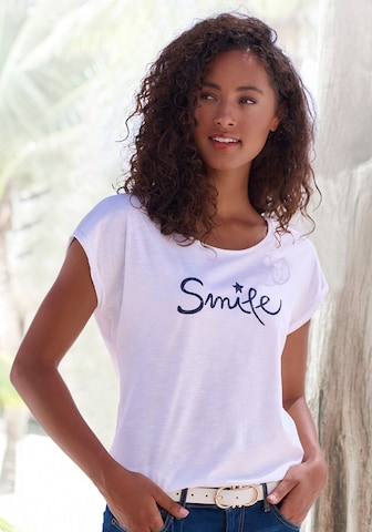 T-shirt BEACH TIME en blanc : devant