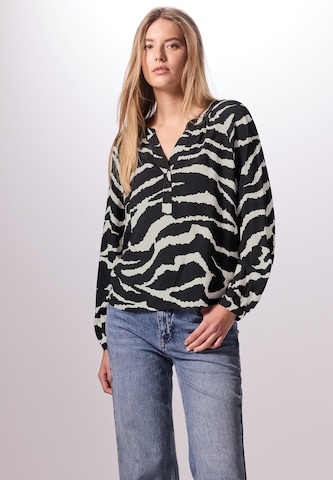 Street One Studio Gemusterte Raglan-Bluse in Grau: Vorderseite