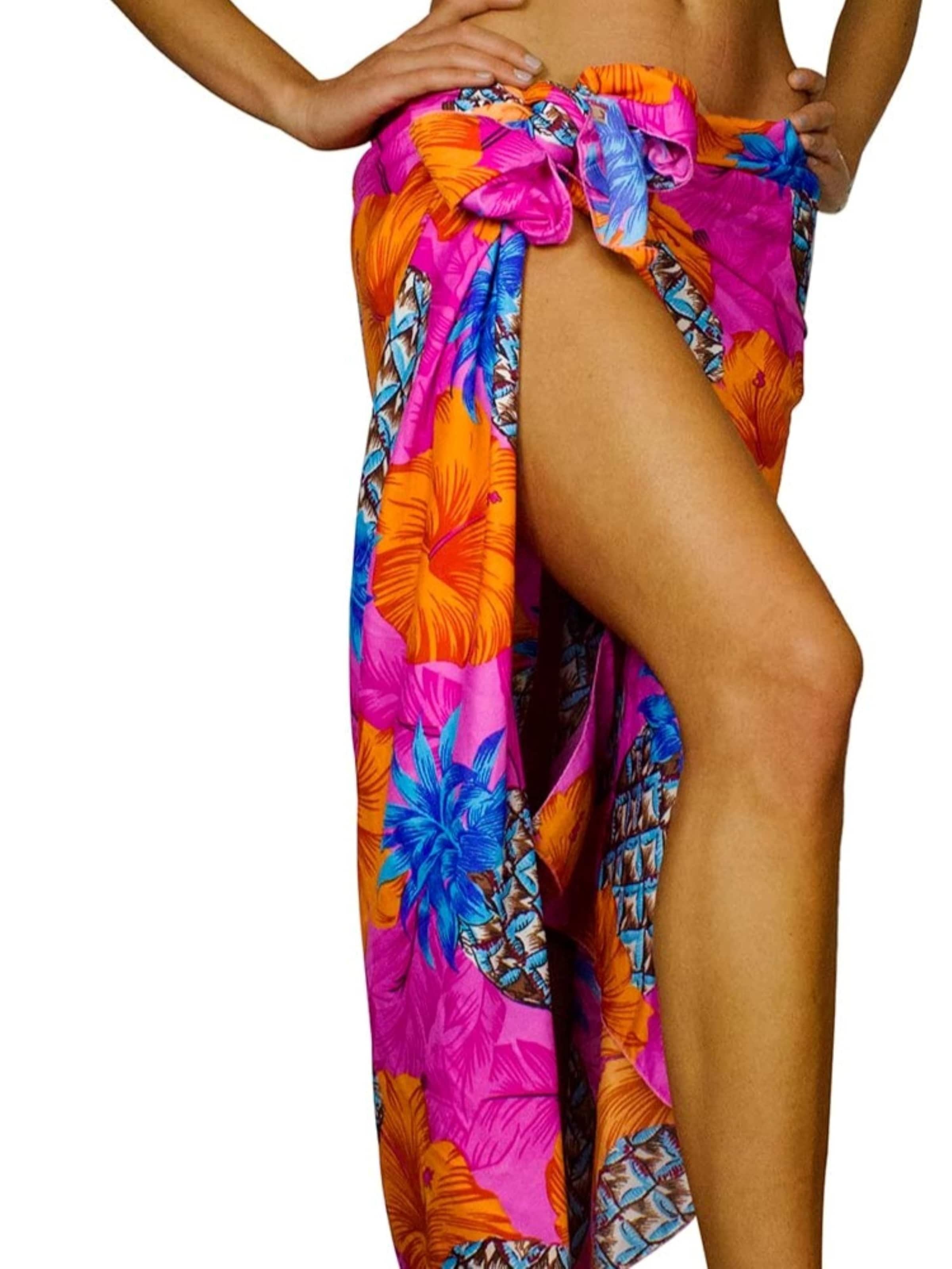 King Kameha Scarf 'Pineapple Hibiscus Shadow Line' in Pink
