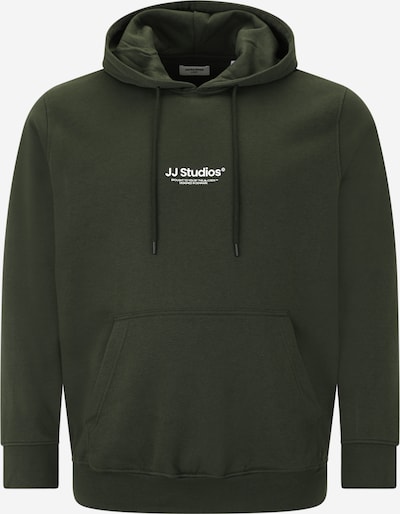 Megztinis be užsegimo 'JJESOHO' iš Jack & Jones Plus, spalva – tamsiai žalia / balta, Prekių apžvalga