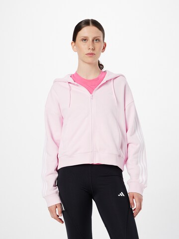 ADIDAS SPORTSWEAR - Casaco de treino em moletão 'Essentials 3-Stripes French Terry ' em rosa: frente