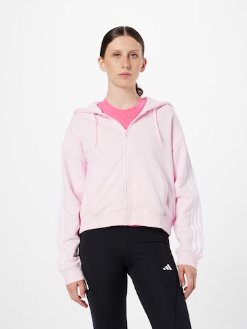 Bluză cu fermoar sport 'Essentials 3-Stripes French Terry ' de la ADIDAS SPORTSWEAR pe roz: față