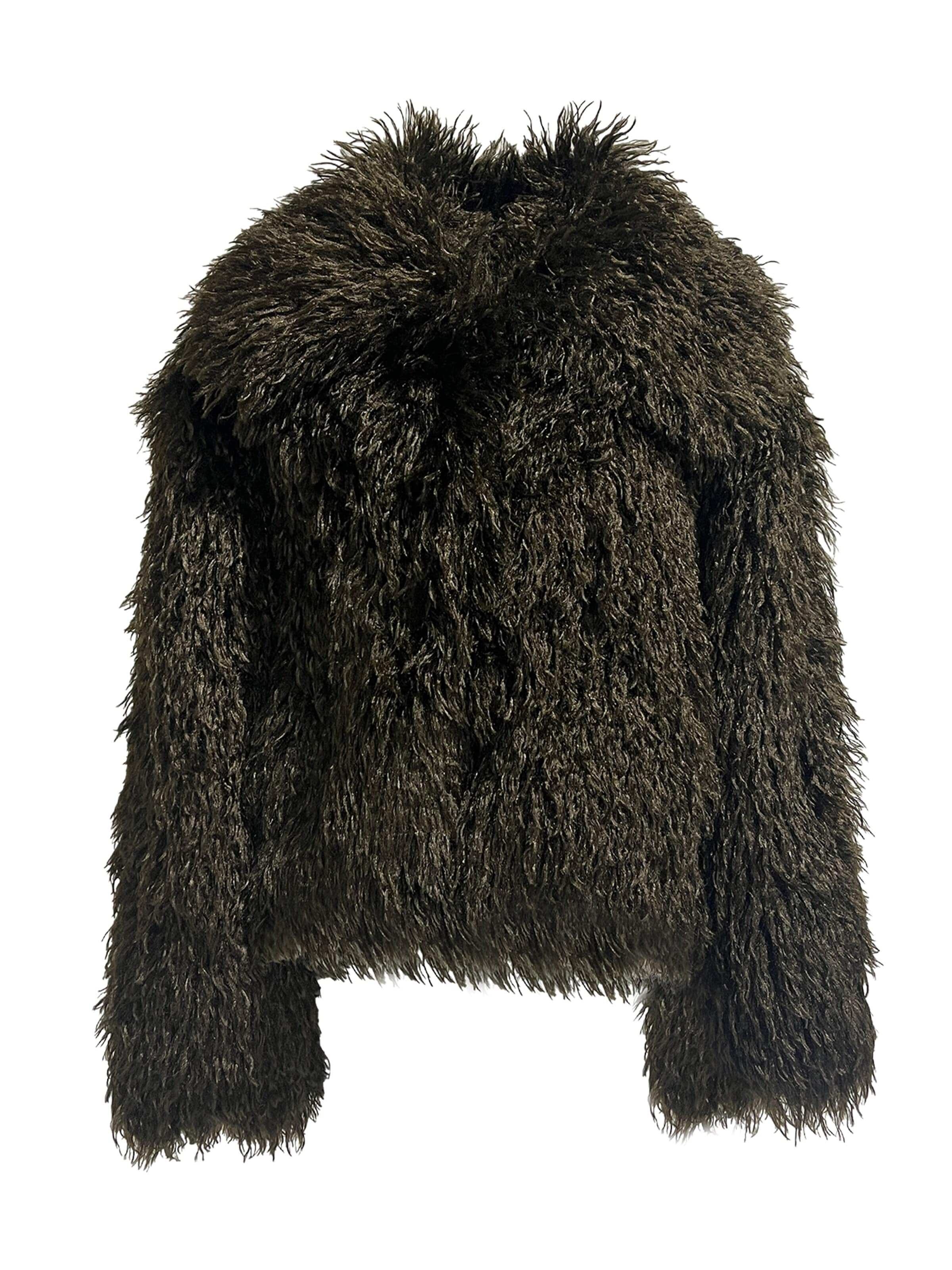 Giacca invernale 'OVERSIZED FURRY FUR JACKET' di AEMMI in marrone: frontale