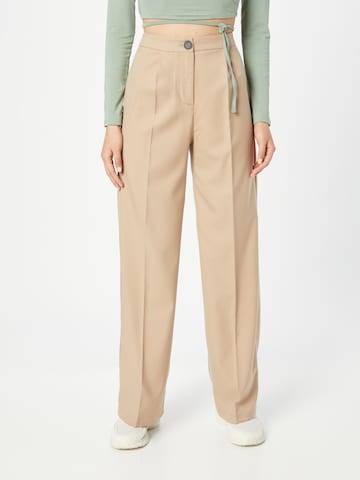 24COLOURS Wide leg Trousers with creases in Beige: front