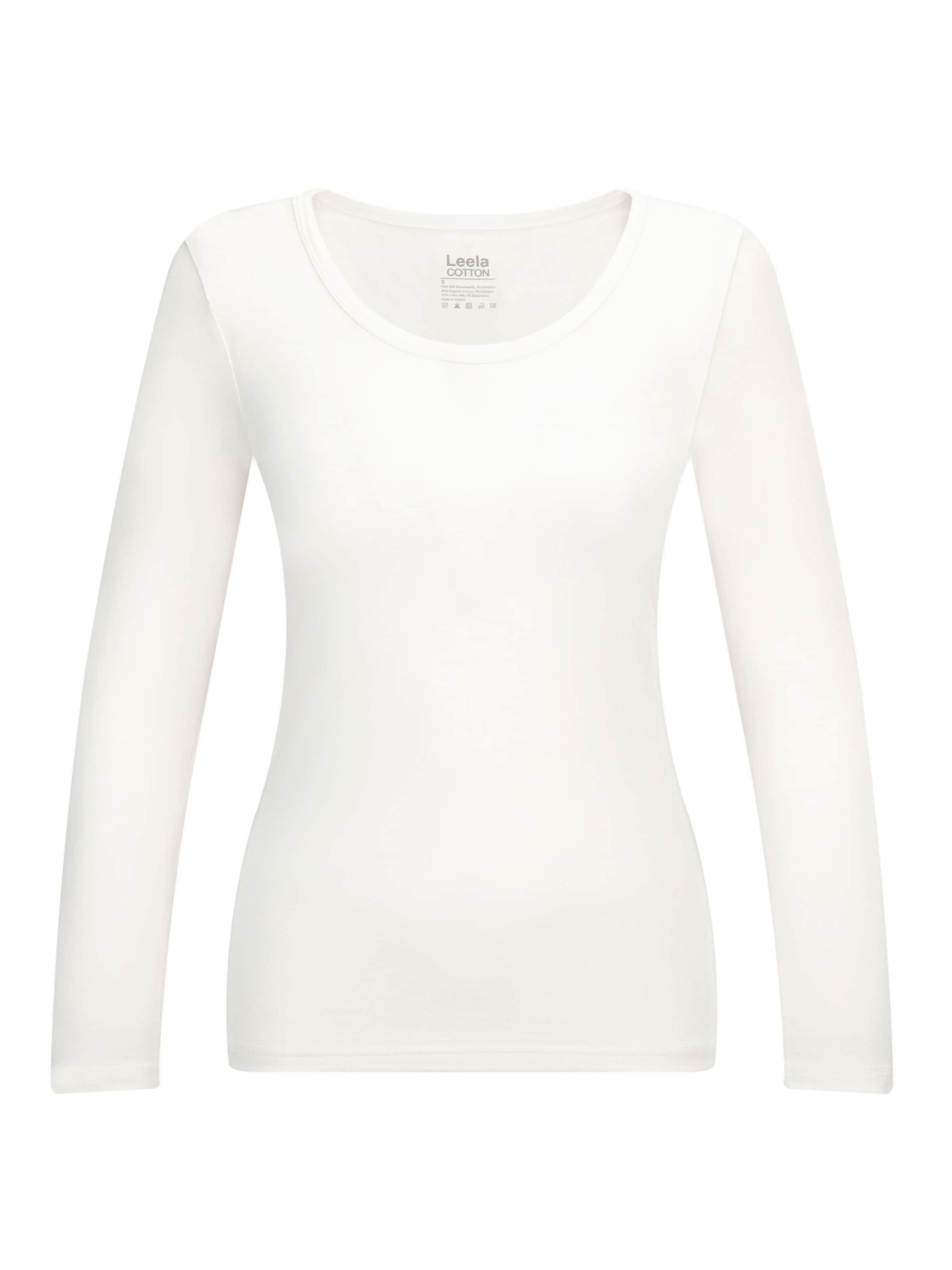 Leela COTTON Shirt 'Damen Bio-Baumwoll Langarmshirt tailliert'‌‌‌‌‌‌ in Weiß: Vorderseite