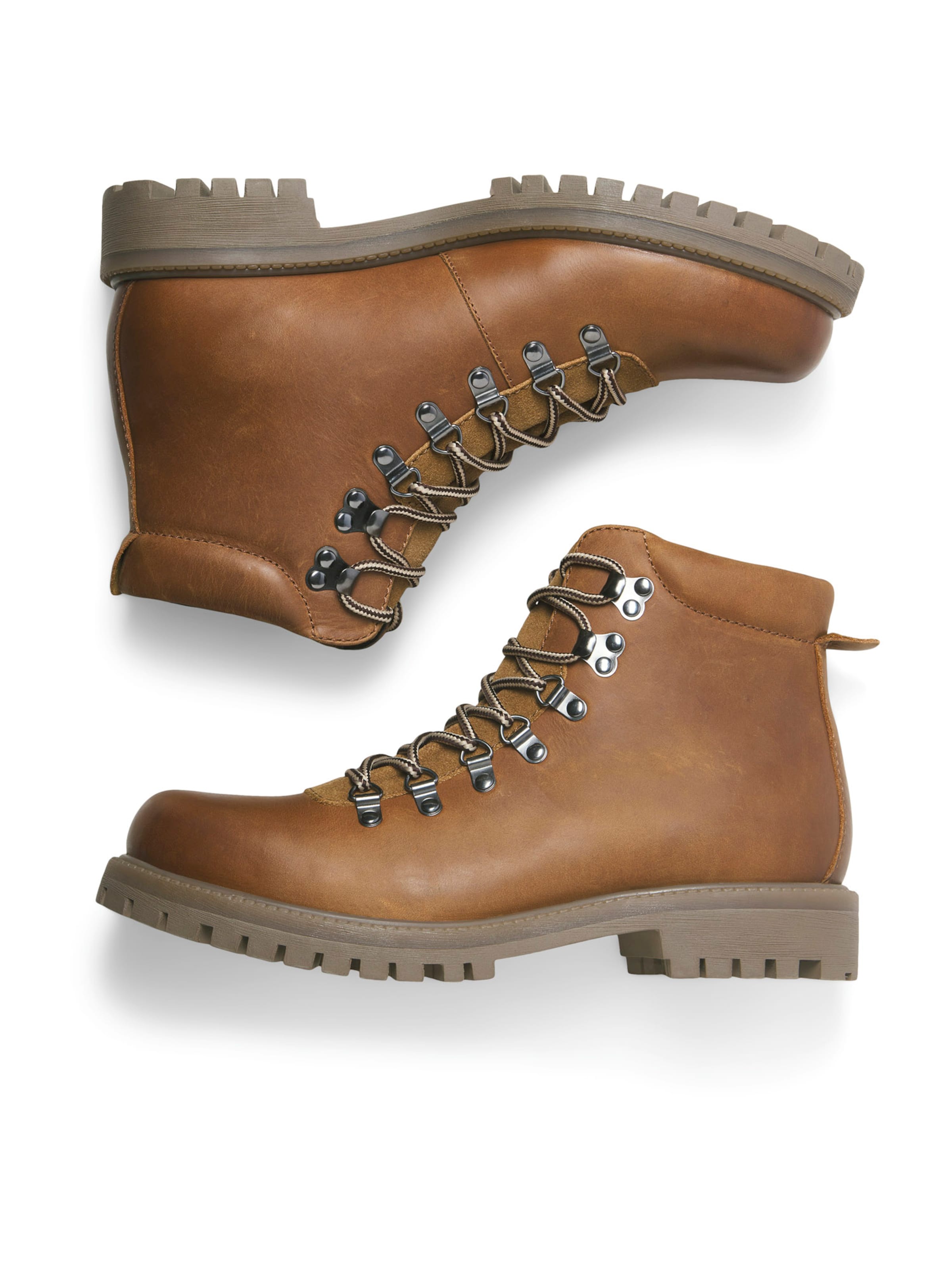 JACK & JONES Ботинки на шнуровке 'JFWDAMIAN' в Коричневый