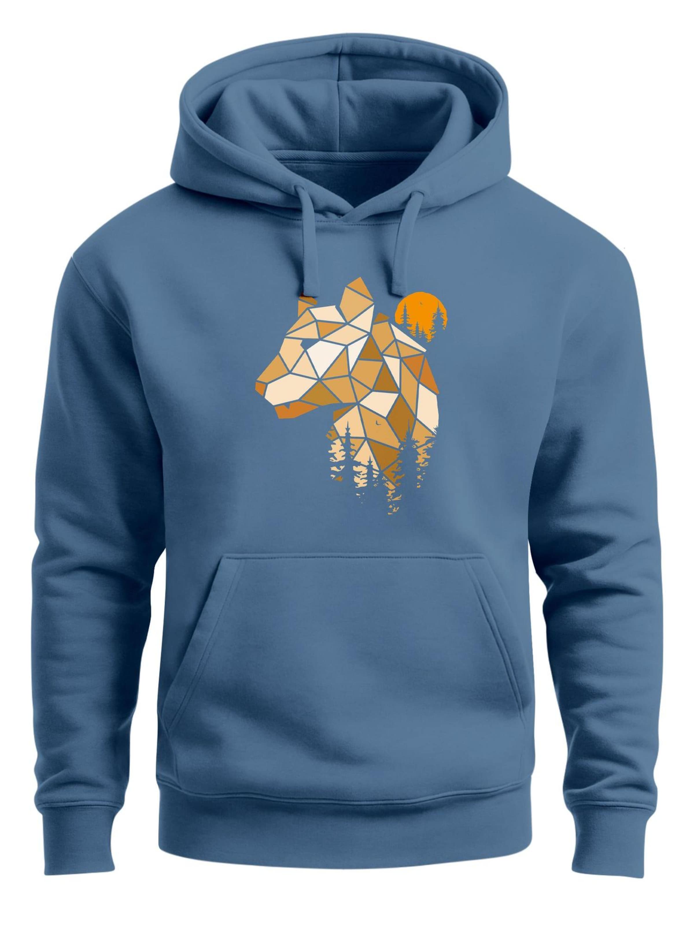 Neverless Sweatshirt 'Luchs Polygon' in Blue: front
