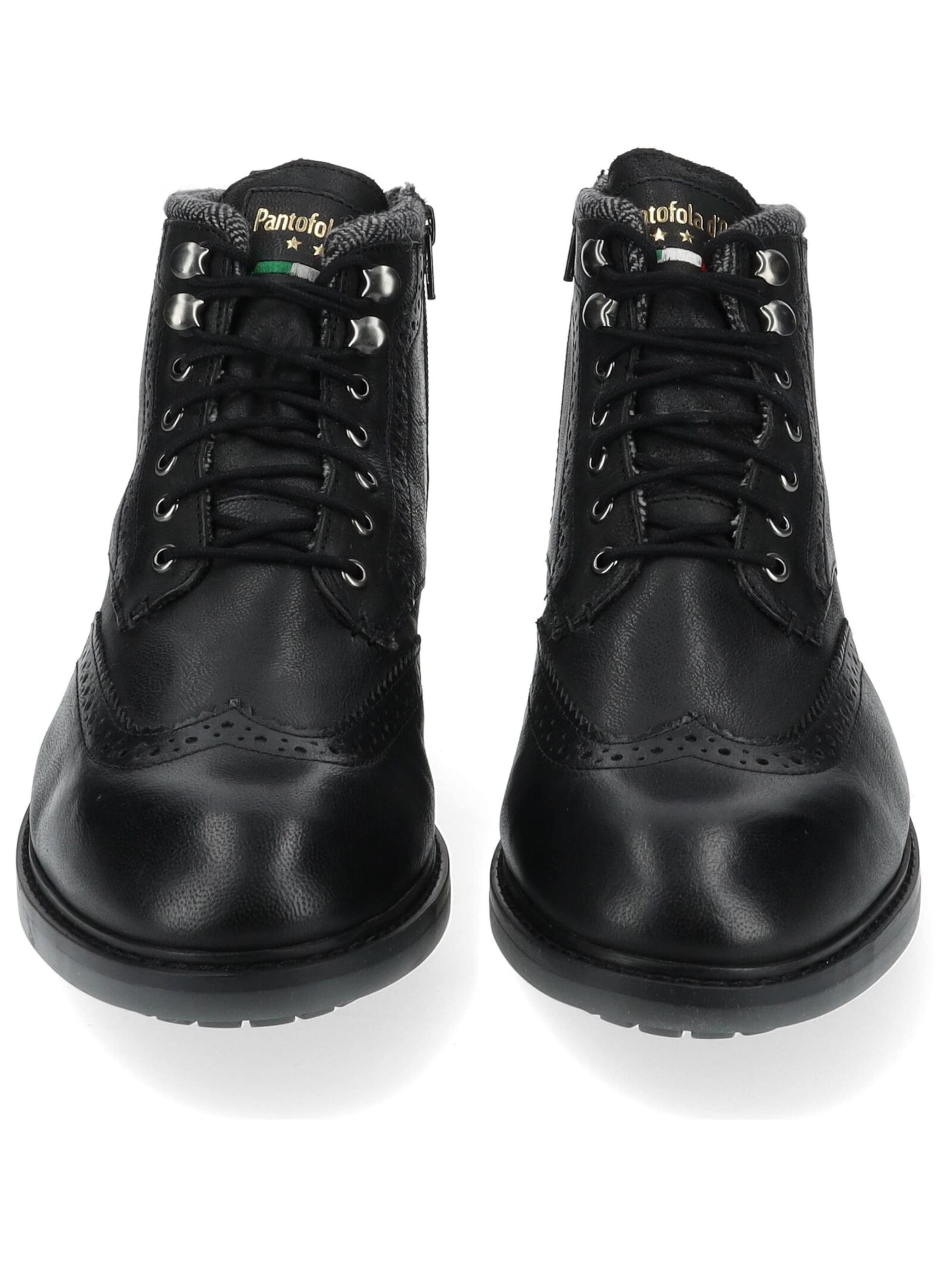 PANTOFOLA D'ORO Snørestøvler 'Tocchetto' i sort