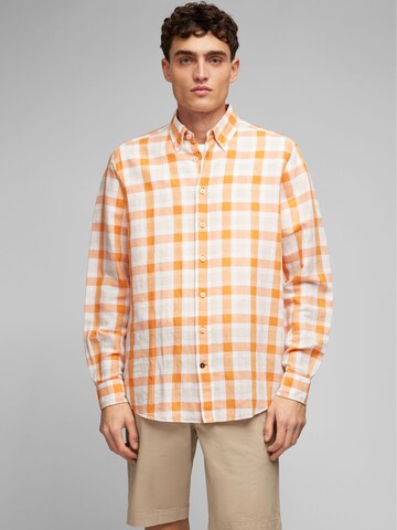 HECHTER PARIS Regular fit Overhemd in Oranje: voorkant