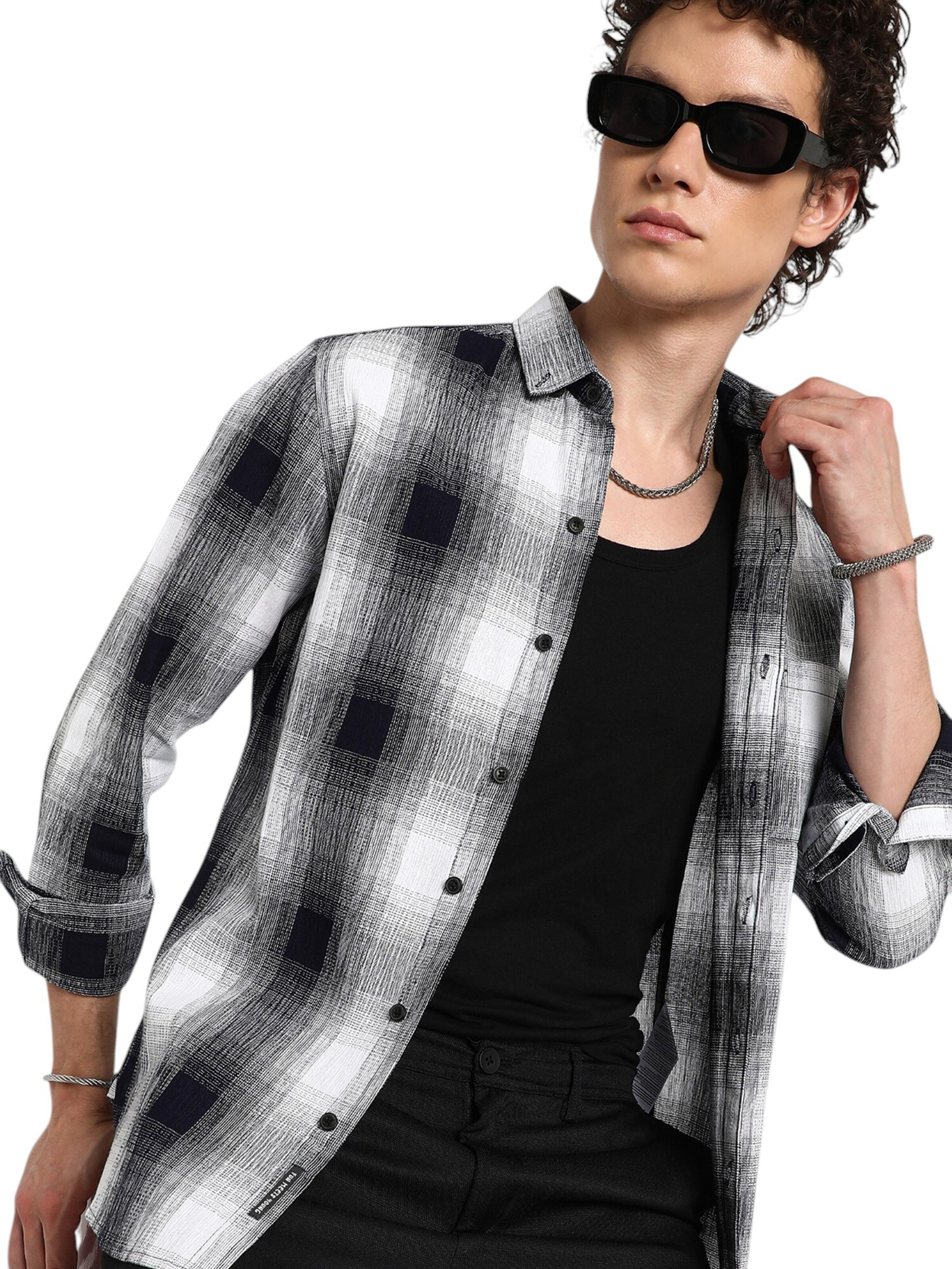 Campus Sutra - Regular Fit Camisa 'Tawnee' em cinzento