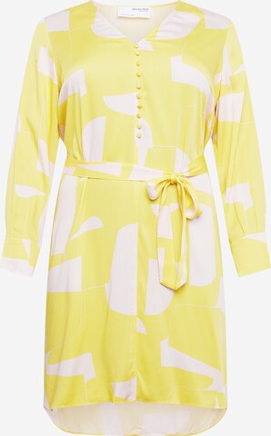 Robe 'DYNELLA' Selected Femme Curve en jaune : devant