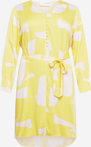 Selected Femme Curve Dress 'DYNELLA' in Yellow: front