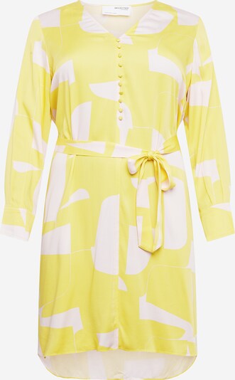 Selected Femme Curve Robe 'DYNELLA' en jaune / blanc, Vue avec produit