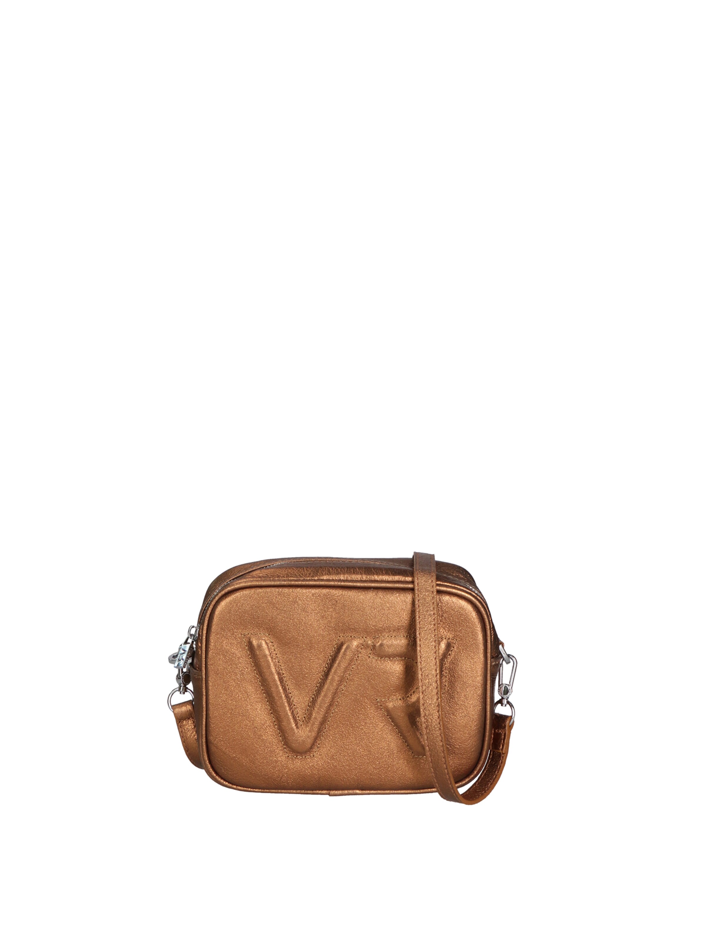 Borsa a tracolla 'Borsa a Tracolla Donna Pelle Laminata con Zip' di Virginia Rhinè in marrone: frontale