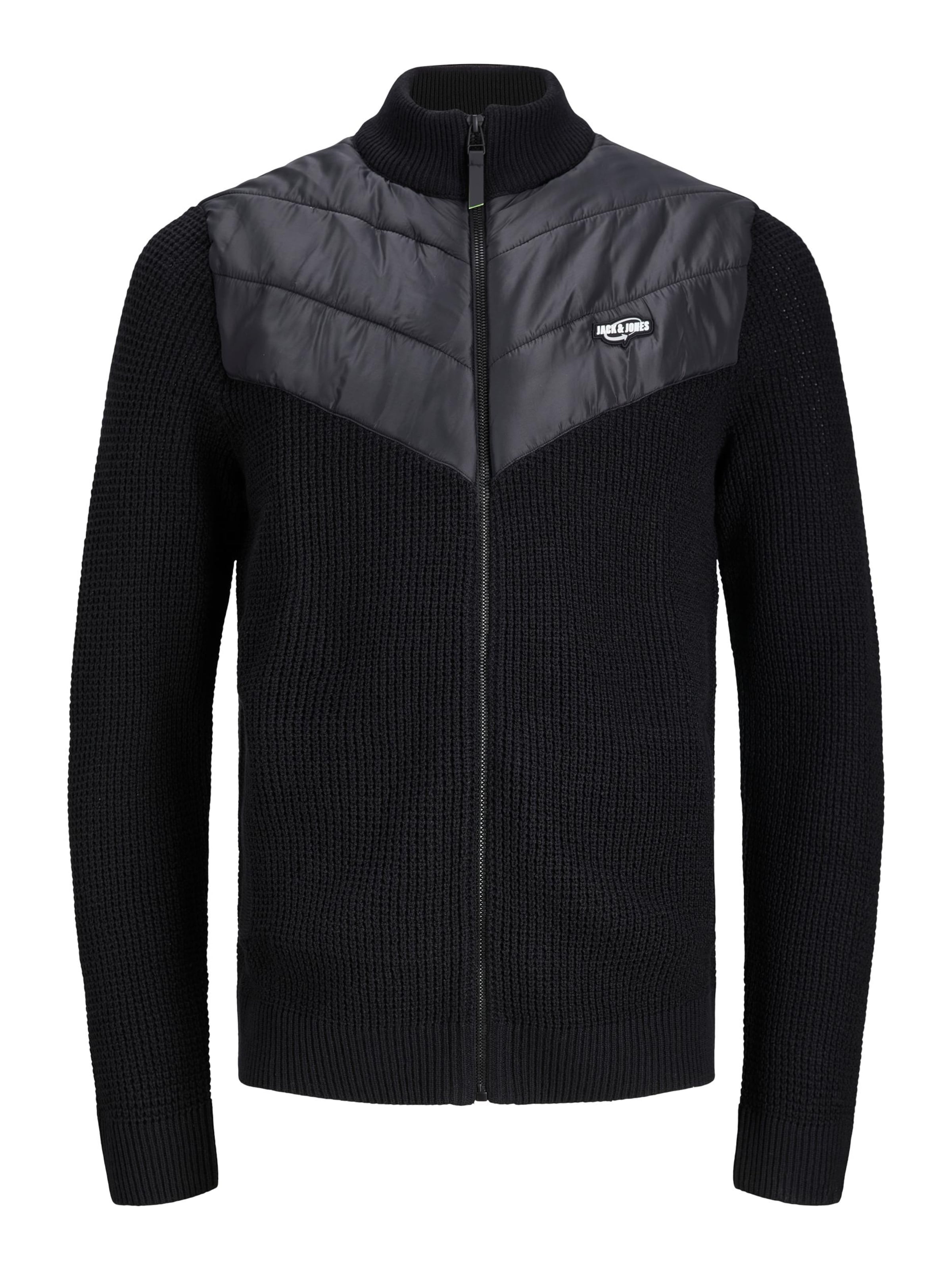 JACK & JONES Gebreid vest in Zwart: voorkant