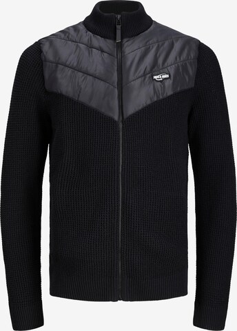 JACK & JONES Knit Cardigan in Black: front