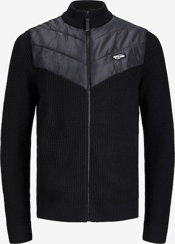 JACK & JONES Knit Cardigan in Black: front