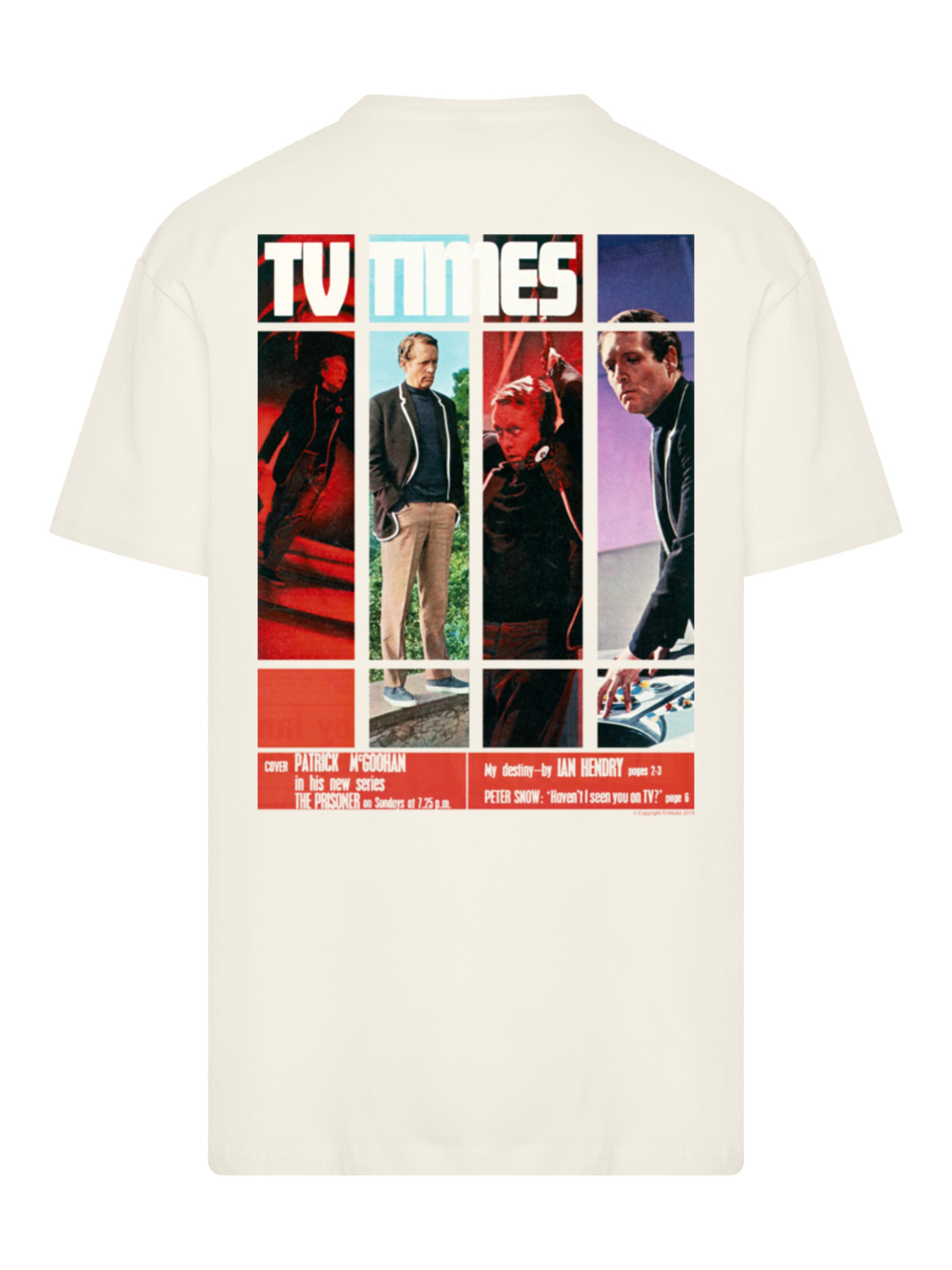 F4NT4STIC Shirt 'TV Times Patrick McGoohan The Prisoner 1967 Cover' in Beige: front
