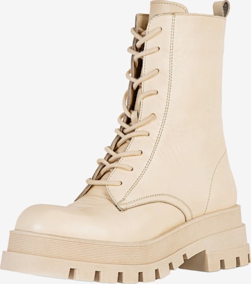 INUOVO Lace-Up Ankle Boots in Beige: front