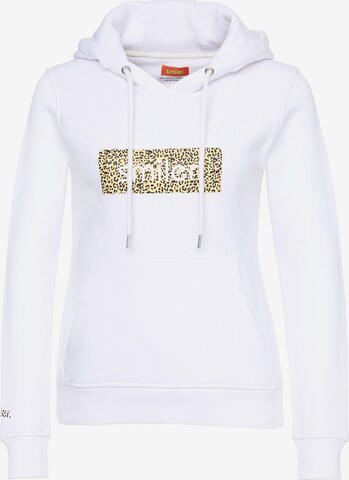 smiler. Sweatshirt 'Happy' in White: front