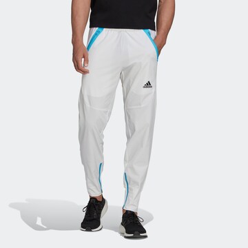 Effilé Pantalon de sport 'Designed for Gameday' ADIDAS SPORTSWEAR en blanc : devant