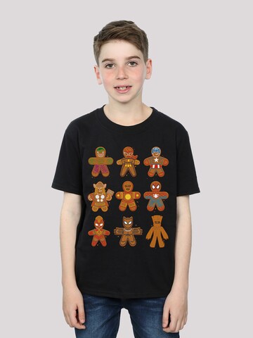 F4NT4STIC T-Shirt 'Marvel Universe Christmas Gingerbread Avengers' in Schwarz: Vorderseite