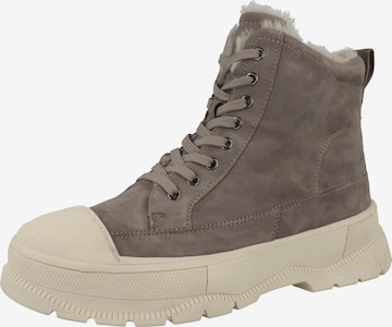 CAPRICE Lace-Up Ankle Boots in Grey: front
