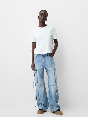 Wide leg Pantaloni eleganți de la Bershka pe albastru