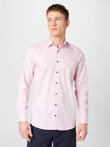 OLYMP Slim fit Button Up Shirt 'New York' in Pink: front